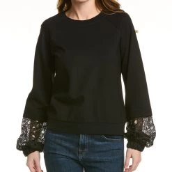 women Donna Karan Lace Inset Sweatshirt