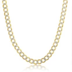 Simona men Sterling Silver 5mm Pave Cuban Chain - Gold Plated