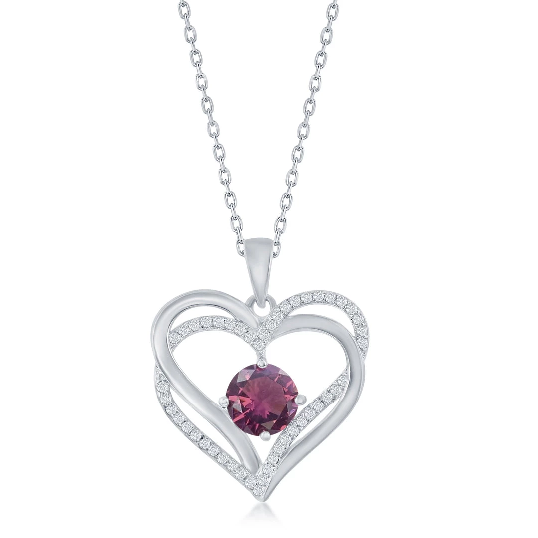 Simona women Sterling Silver Double Heart CZ Pendant w/Chain 8 Simona women Sterling Silver Double Heart CZ Pendant w/Chain - Image 6