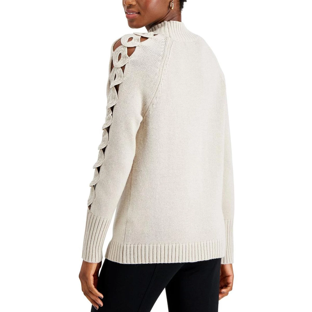 Donna Karan Womens Wool Blend Crochet Trim Mock Turtleneck Sweater 4 Donna Karan Womens Wool Blend Crochet Trim Mock Turtleneck Sweater - Image 2
