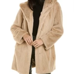 women Donna Karan Plush Hooded Coat