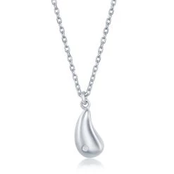 Simona women Sterling Silver 0.009cttw Teardrop Necklace