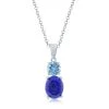 Simona women Sterling Silver Oval Lapis & Round Gem Pendant - Blue Topaz