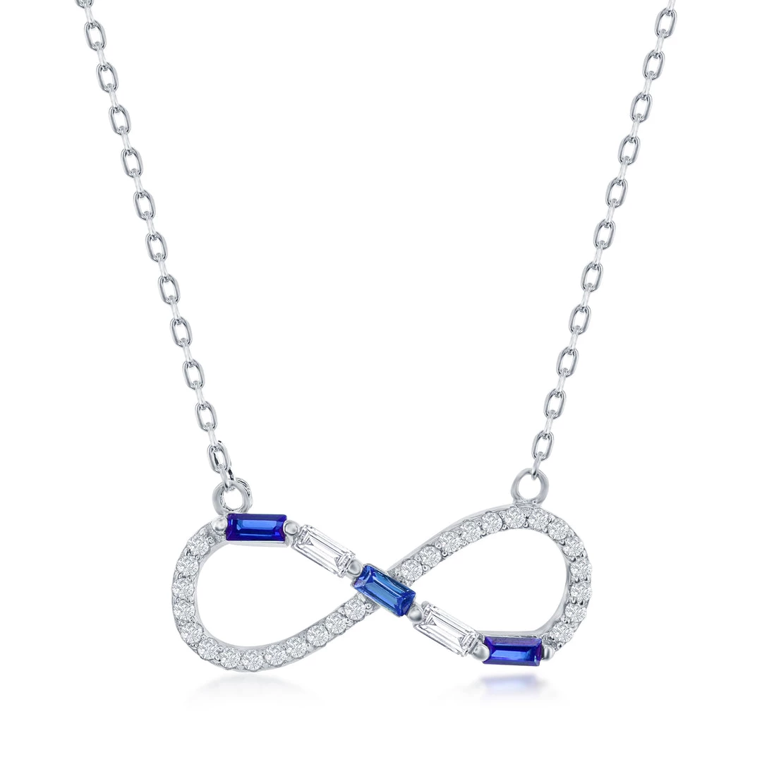 Simona women Sterling Silver Round & Baguette CZ Infinity Necklace - Simulated Gem 5 Simona women Sterling Silver Round & Baguette CZ Infinity Necklace - Simulated Gem - Image 3
