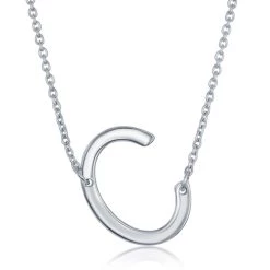 Simona women Sterling Silver Sideways Initial Necklace