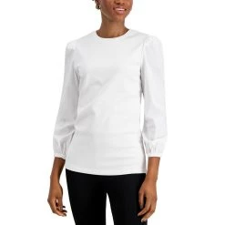 Donna Karan Womens Casual Mixed Media Pullover Top