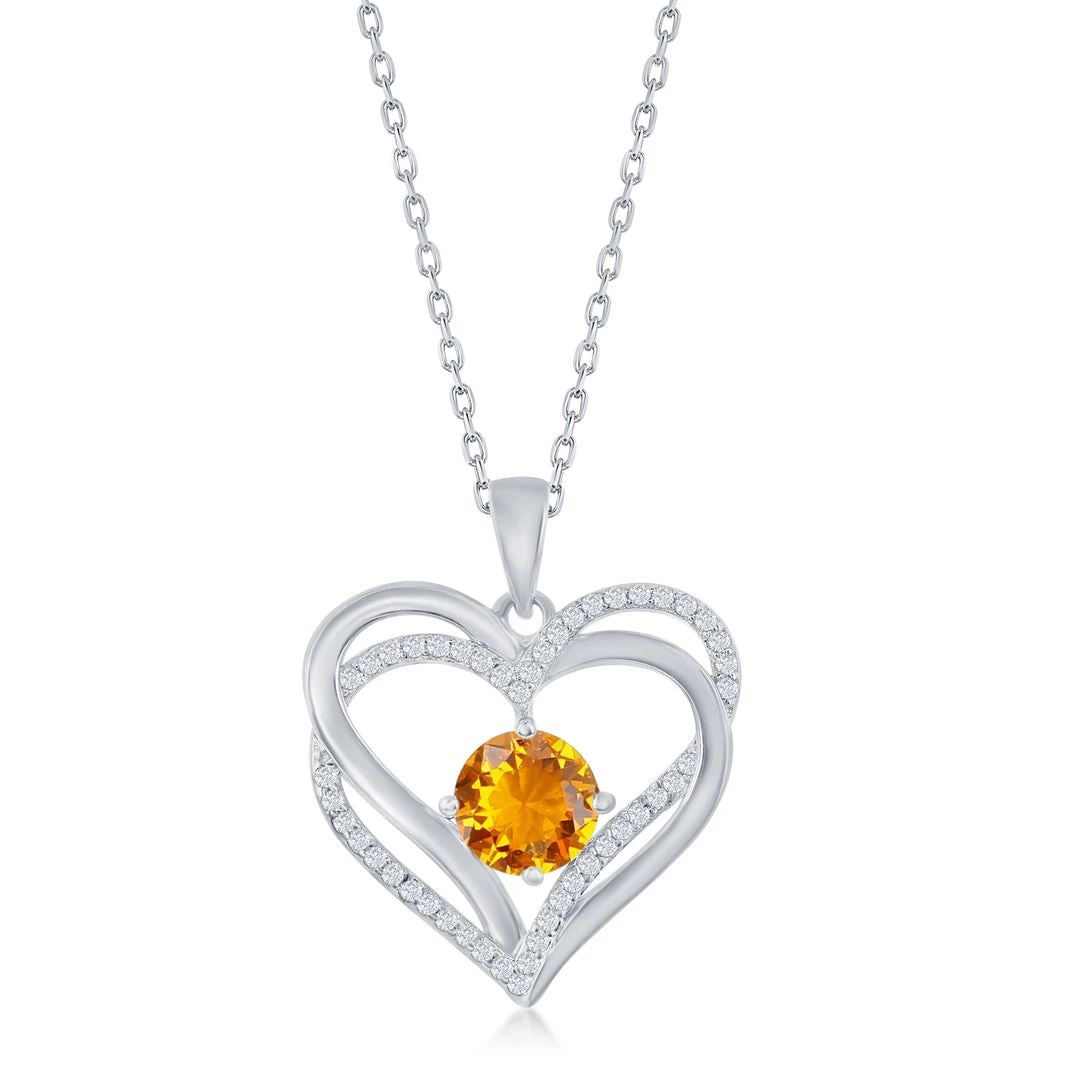 Simona women Sterling Silver Double Heart CZ Pendant w/Chain 14 Simona women Sterling Silver Double Heart CZ Pendant w/Chain - Image 12
