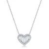 Simona women Sterling Silver Round and Baguette CZ Heart Necklace