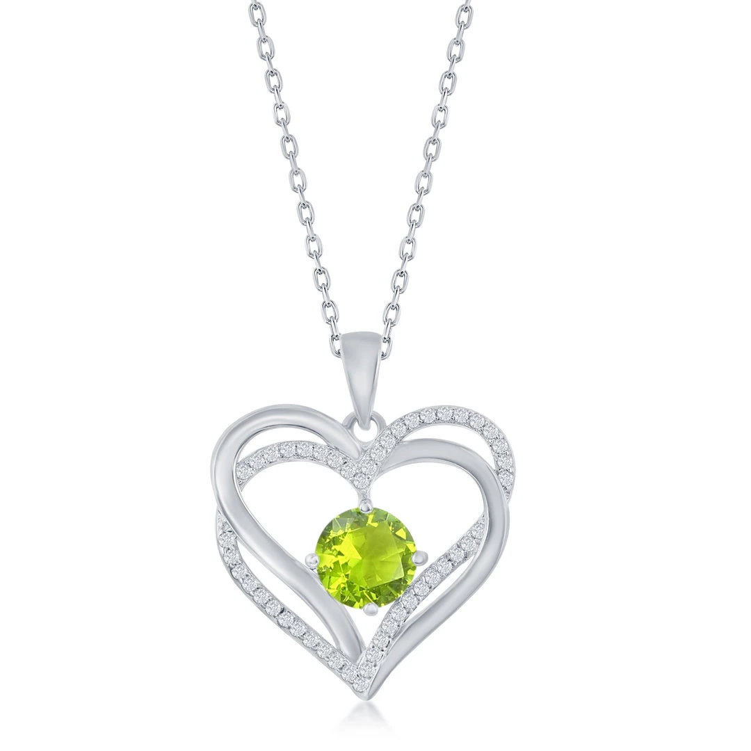 Simona women Sterling Silver Double Heart CZ Pendant w/Chain 7 Simona women Sterling Silver Double Heart CZ Pendant w/Chain - Image 5