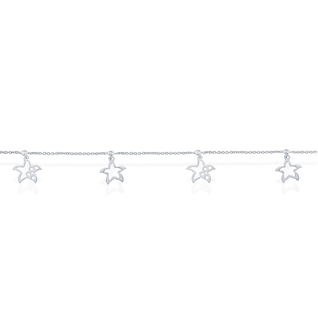 Simona women Sterling Silver Dangling Starfish Cut-Out Anklet 4 Simona women Sterling Silver Dangling Starfish Cut-Out Anklet - Image 2
