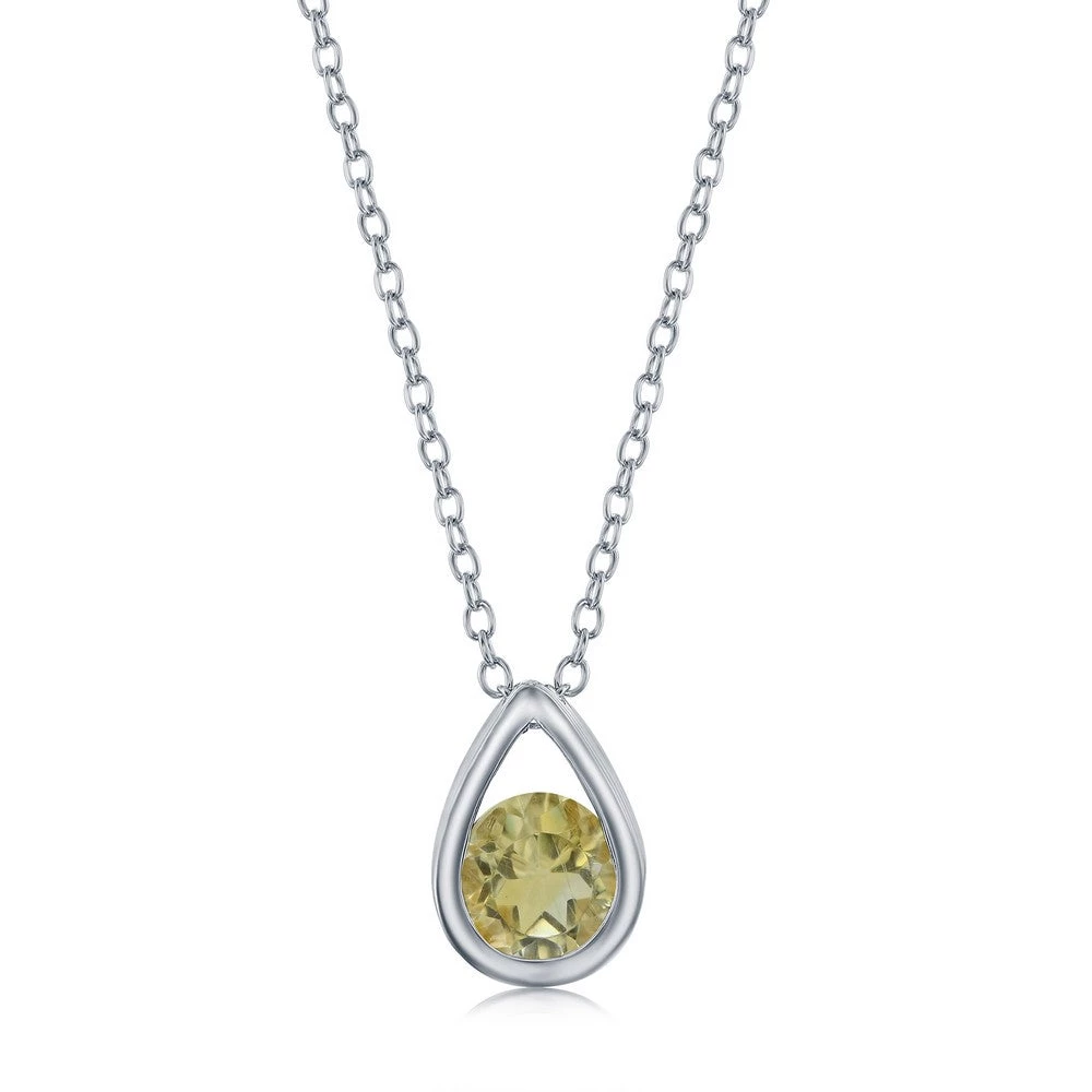 Simona women Sterling Silver Pearshaped Necklace w/Round 'November Birthstone' Gem - Citrine 3 Simona women Sterling Silver Pearshaped Necklace w/Round 'November Birthstone' Gem - Citrine