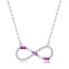 Simona women Sterling Silver Round & Baguette CZ Infinity Necklace - Simulated Gem