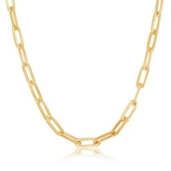 Simona women Sterling Silver 5.5mm Paper Clip Chain - Gold Plated