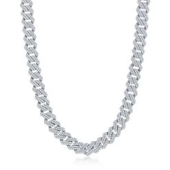 Simona men Sterling Silver 8mm Micro Pave Monaco Chain