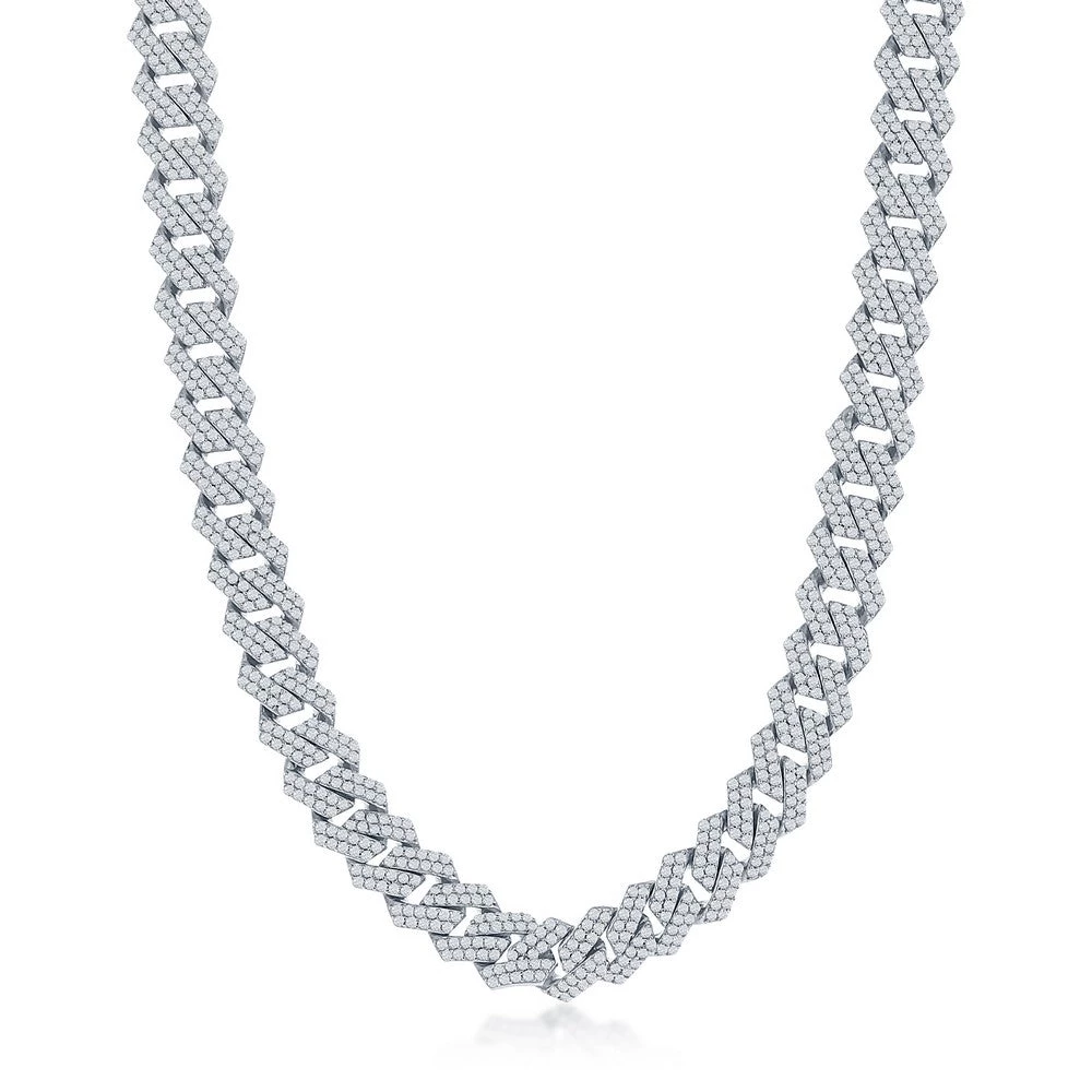 Simona men Sterling Silver 8mm Micro Pave Monaco Chain 3 Simona men Sterling Silver 8mm Micro Pave Monaco Chain