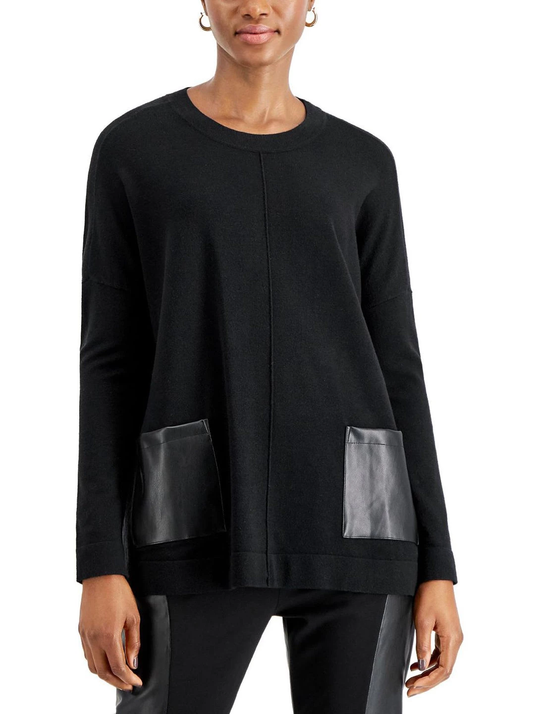 Donna Karan Street Scene Womens Patch Pocket Knit Pullover Sweater 3 Donna Karan Street Scene Womens Patch Pocket Knit Pullover Sweater
