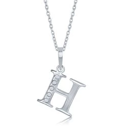 Simona women Sterling Silver 0.03cttw Diamond 'H' Initial Pendant w/Chain