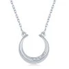 Simona women Sterling Silver 0.018cttw Diamond Horseshoe Necklace