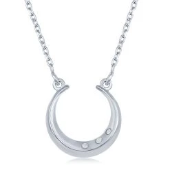 Simona women Sterling Silver 0.018cttw Diamond Horseshoe Necklace