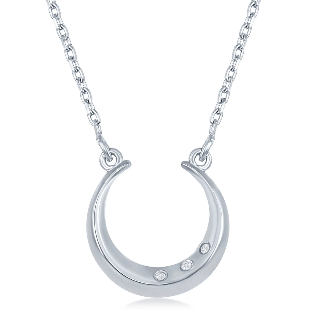 Simona women Sterling Silver 0.018cttw Diamond Horseshoe Necklace 3 Simona women Sterling Silver 0.018cttw Diamond Horseshoe Necklace