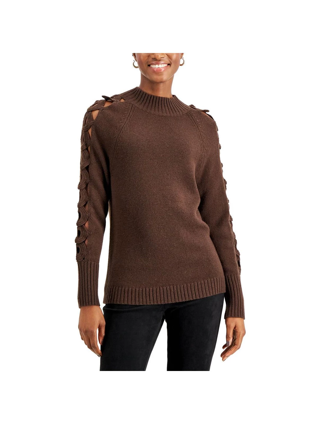 Donna Karan Womens Wool Blend Crochet Trim Mock Turtleneck Sweater 5 Donna Karan Womens Wool Blend Crochet Trim Mock Turtleneck Sweater - Image 3