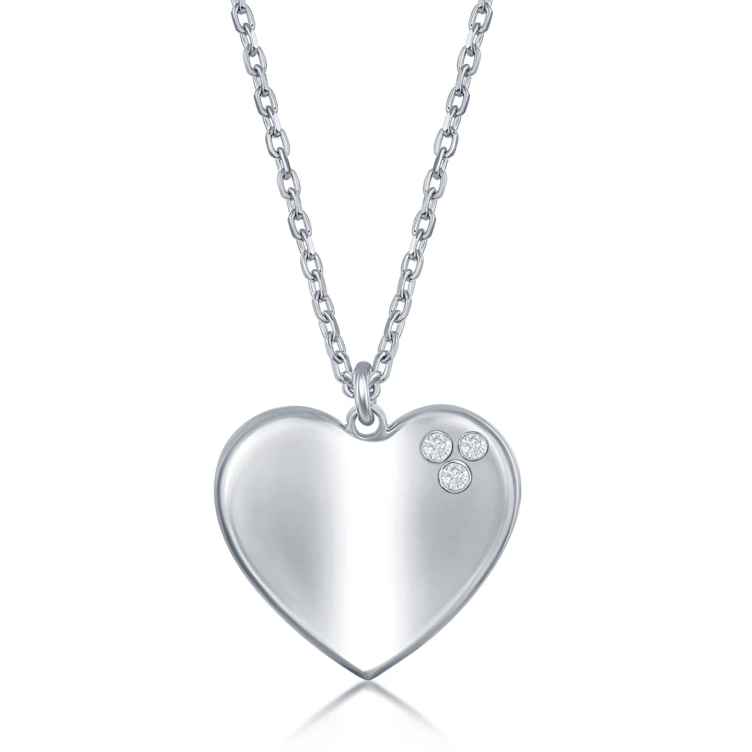 Simona women Sterling Silver 0.024cttw Diamond High Polished Heart Necklace 3 Simona women Sterling Silver 0.024cttw Diamond High Polished Heart Necklace