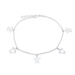Simona women Sterling Silver Cut-Out Sea Turtle Anklet