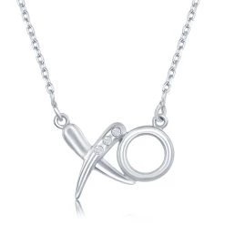 Simona women Sterling Silver 0.03cttw Diamond 'XO' Necklace