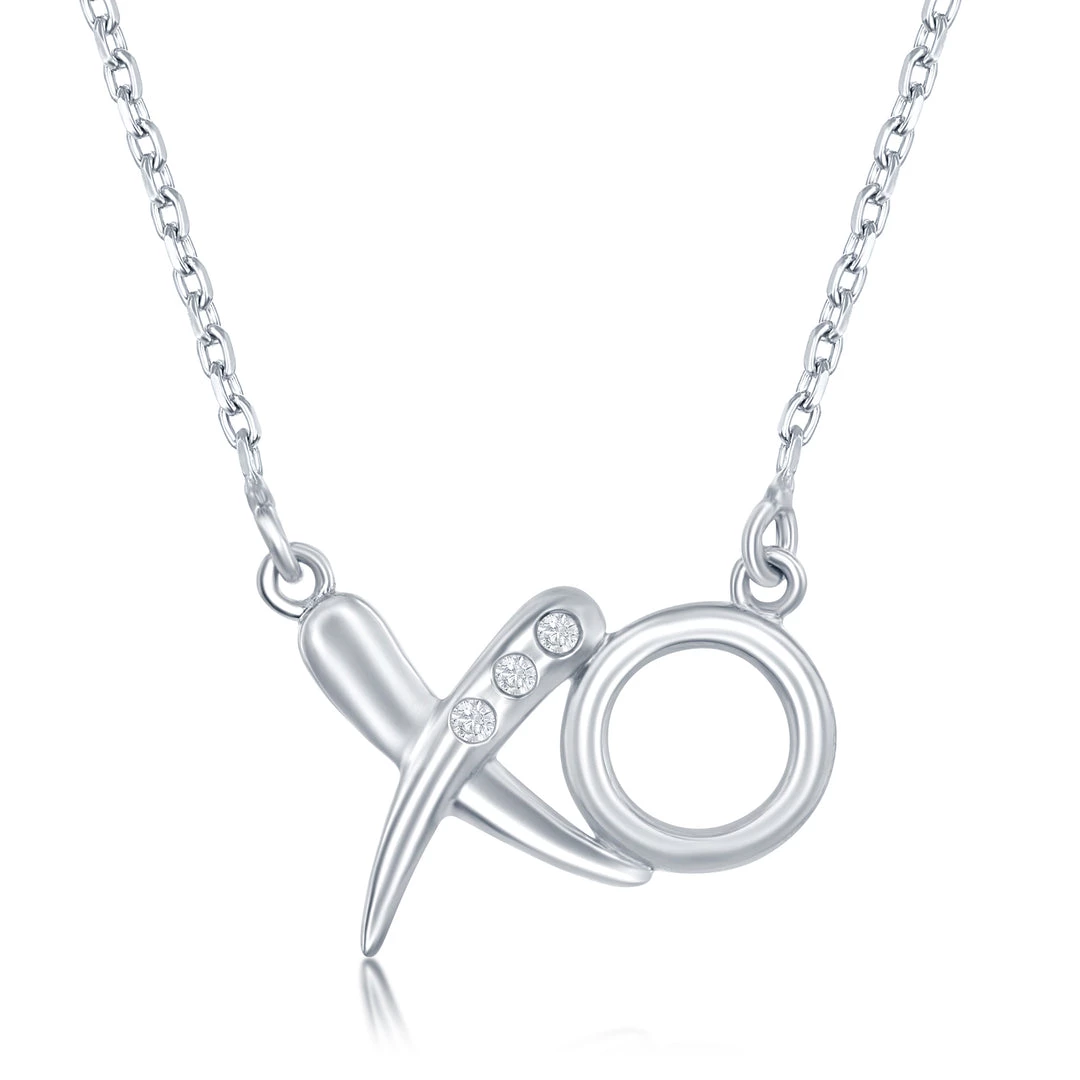 Simona women Sterling Silver 0.03cttw Diamond 'XO' Necklace 3 Simona women Sterling Silver 0.03cttw Diamond 'XO' Necklace