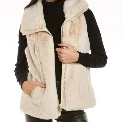 women Donna Karan Plush Zip-Up Vest