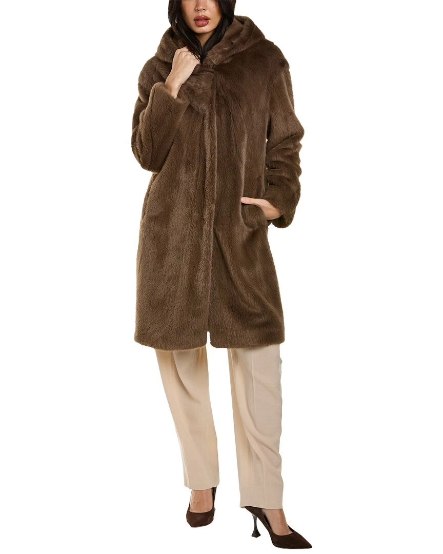 women Donna Karan Hooded Plush Coat 5 women Donna Karan Hooded Plush Coat - Image 3