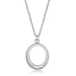 Simona women Sterling Silver 0.03cttw Diamond Open Oval Necklace