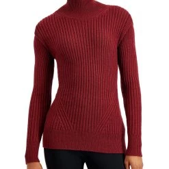 Donna Karan Womens Wool Blend Casual Turtleneck Sweater