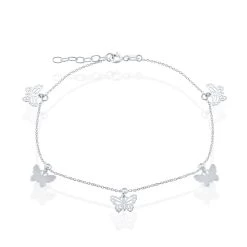 Simona women Sterling Silver Butterflies Anklet