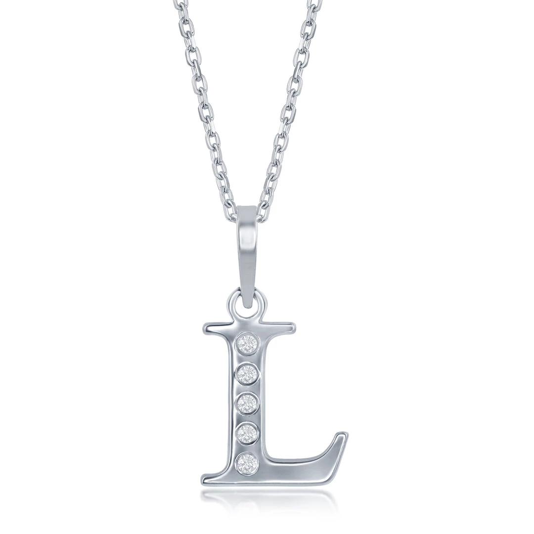 Simona women Sterling Silver 0.03cttw Diamond 'H' Initial Pendant w/Chain 29 Simona women Sterling Silver 0.03cttw Diamond 'H' Initial Pendant w/Chain - Image 27