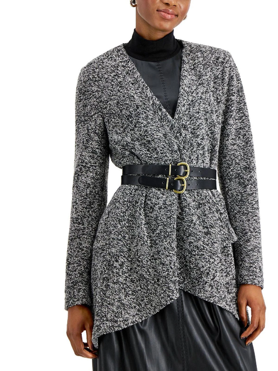 Donna Karan Womens Tweed Flared Open-Front Blazer 3 Donna Karan Womens Tweed Flared Open-Front Blazer