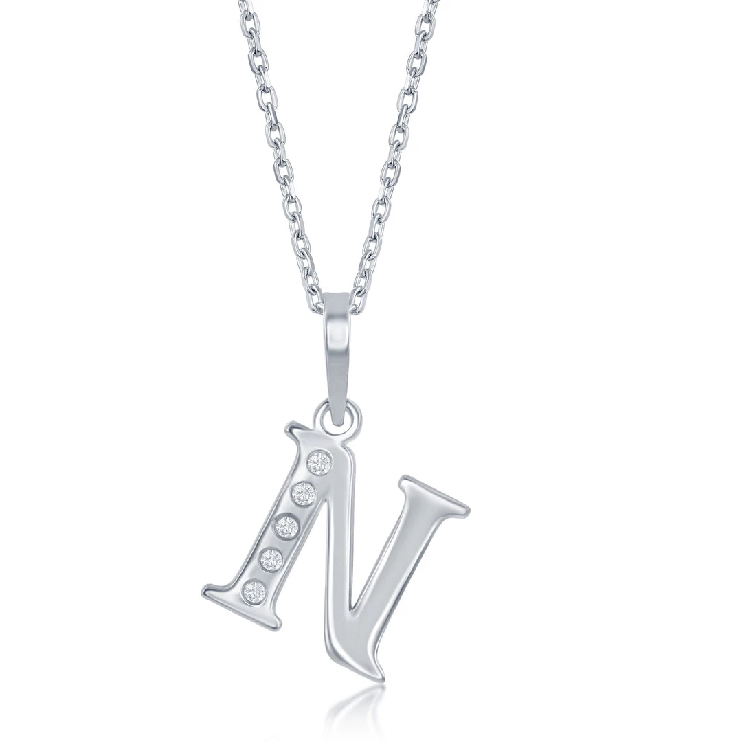 Simona women Sterling Silver 0.03cttw Diamond 'H' Initial Pendant w/Chain 23 Simona women Sterling Silver 0.03cttw Diamond 'H' Initial Pendant w/Chain - Image 21