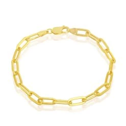 Simona women Sterling Silver 4mm Paper Clip Bracelet - Gold Plated