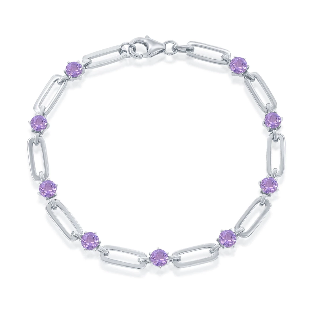 Simona women Sterling Silver 5mm Round Paperclip Bracelet 7 Simona women Sterling Silver 5mm Round Paperclip Bracelet - Image 5