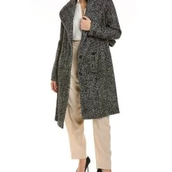women Donna Karan Tweed Wool-Blend Trench Coat