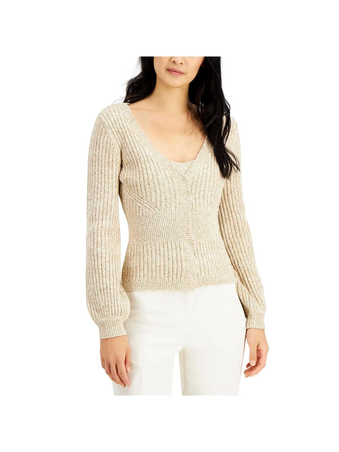 Donna Karan Womens Ribbed Knit Cardigan Sweater 3 Donna Karan Womens Ribbed Knit Cardigan Sweater