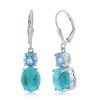 Simona women Sterling Silver Oval Turquoise & Round Gem Earrings - Blue Topaz 1 Simona women Sterling Silver Oval Turquoise & Round Gem Earrings - Blue Topaz -Simona shop 9715cdc286e84e5babe783eedc314ee7 1080x
