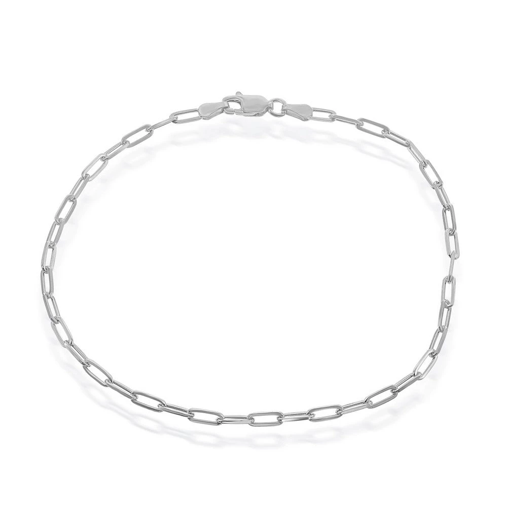 Simona women Sterling Silver 2.8mm Paper Clip Anklet - Rhodium Plated 3 Simona women Sterling Silver 2.8mm Paper Clip Anklet - Rhodium Plated