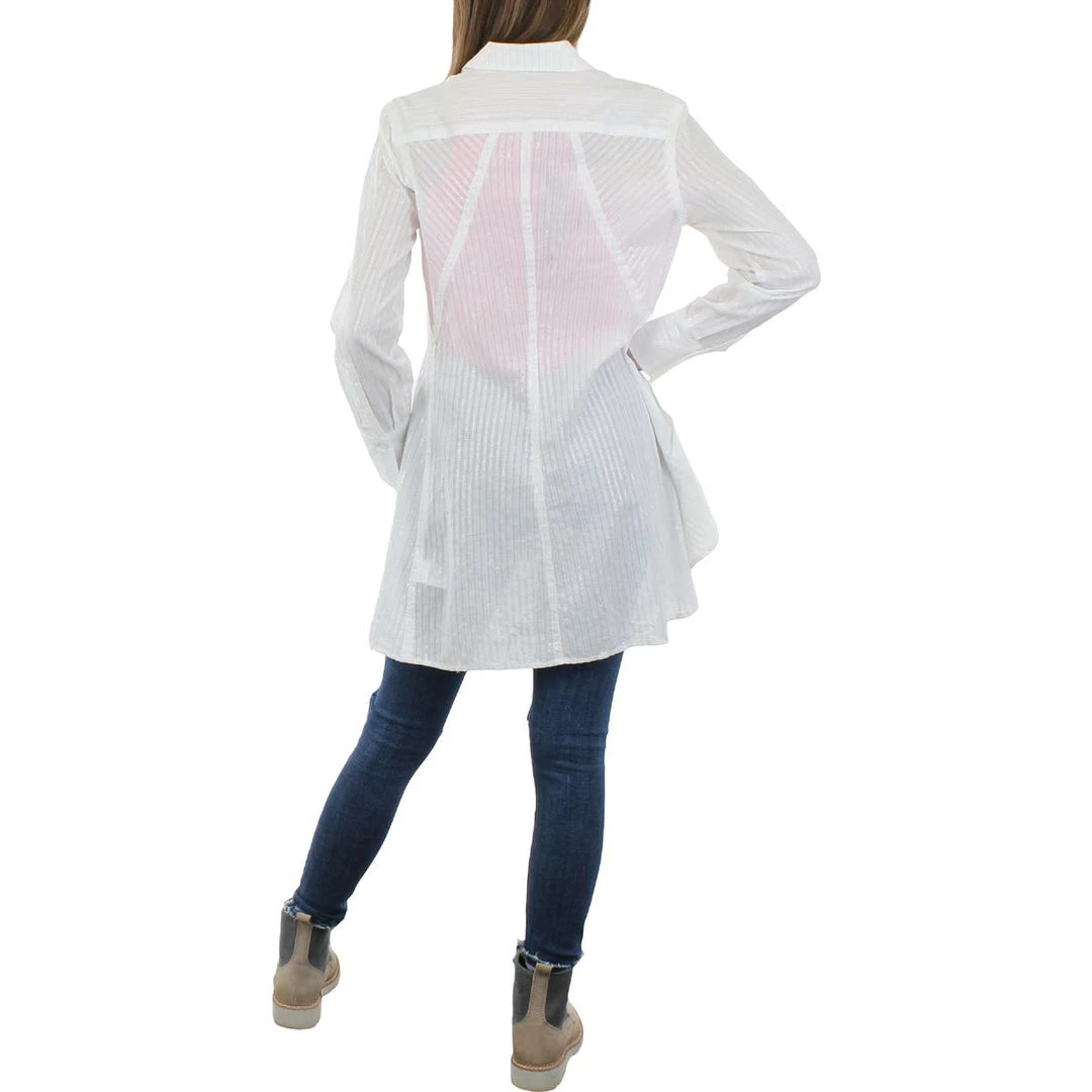 Donna Karan Womens Seamed Pinstripe Button-Down Top 4 Donna Karan Womens Seamed Pinstripe Button-Down Top - Image 2