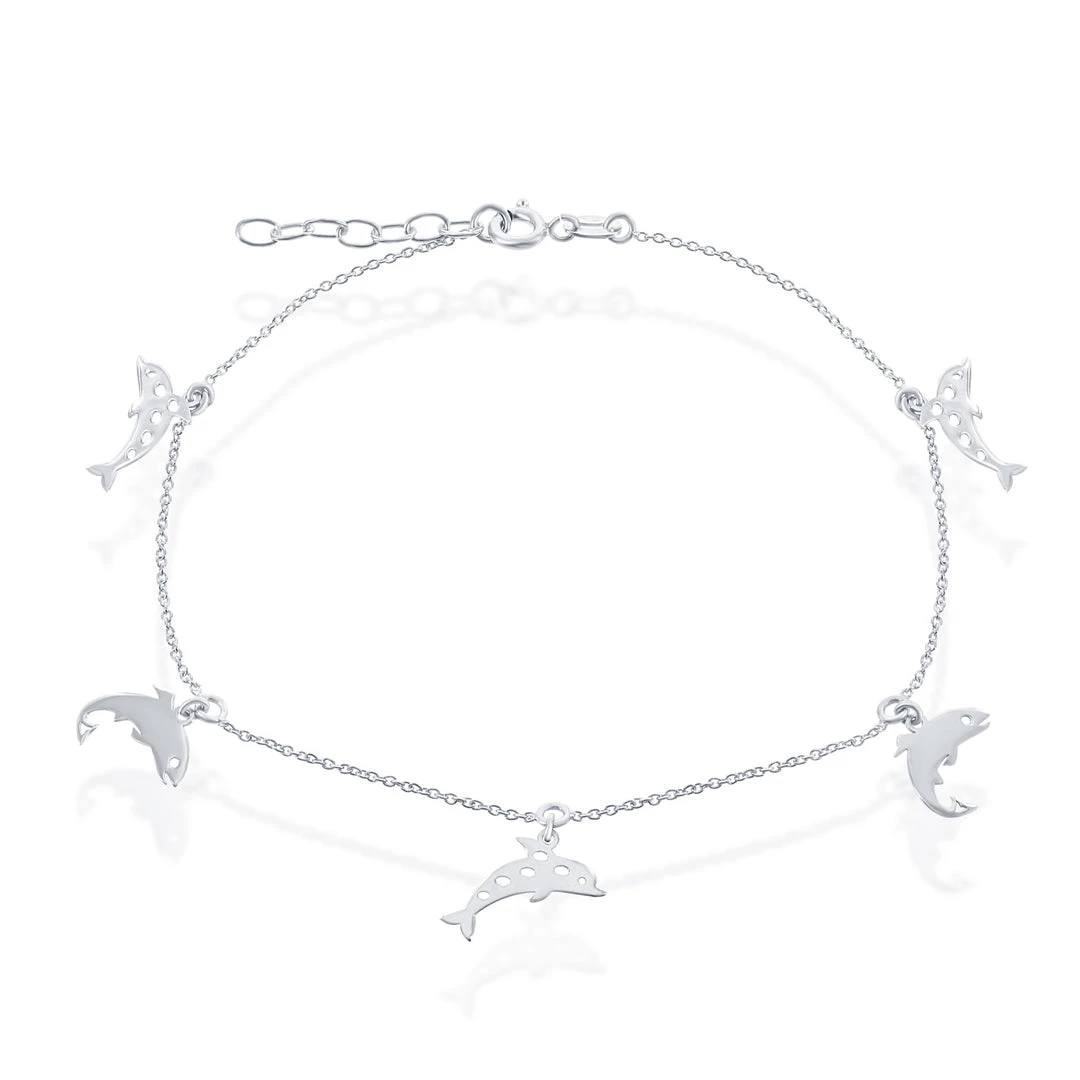 Simona women Sterling Silver Dolphin Anklet 3 Simona women Sterling Silver Dolphin Anklet