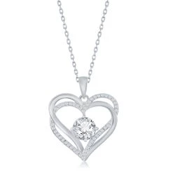 Simona women Sterling Silver Double Heart CZ Pendant w/Chain 27 Simona women Sterling Silver Double Heart CZ Pendant w/Chain -Simona shop a11ff5f111b543da91f37d50feacc628 1080x