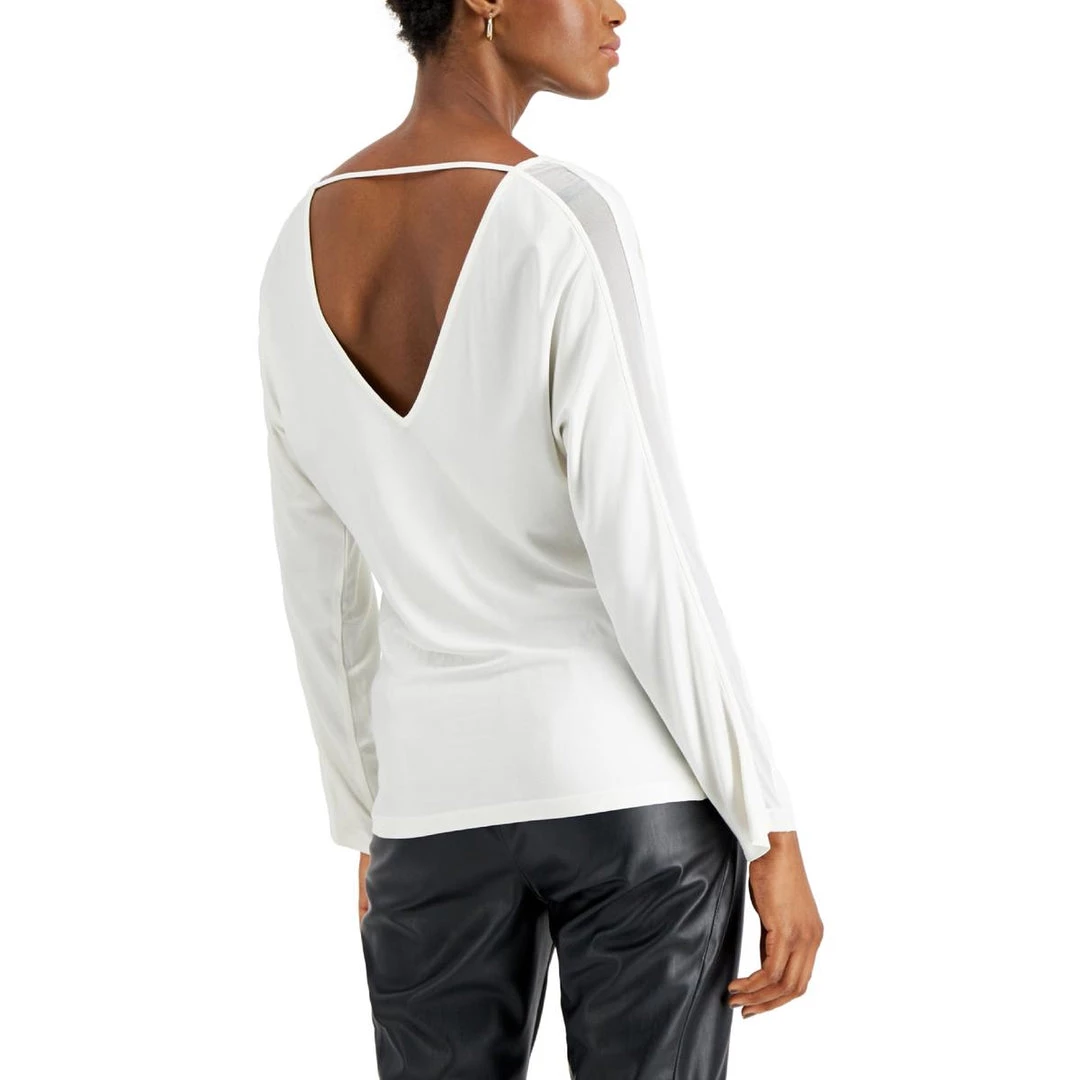 Donna Karan Womens Mesh Trim Cowlneck Pullover Top 4 Donna Karan Womens Mesh Trim Cowlneck Pullover Top - Image 2