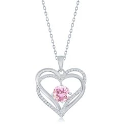 Simona women Sterling Silver Double Heart CZ Pendant w/Chain 22 Simona women Sterling Silver Double Heart CZ Pendant w/Chain -Simona shop a9db29944d49454698eb2feebaac048d 1080x