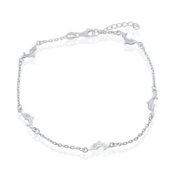 Simona women Sterling Silver Dolphins Anklet
