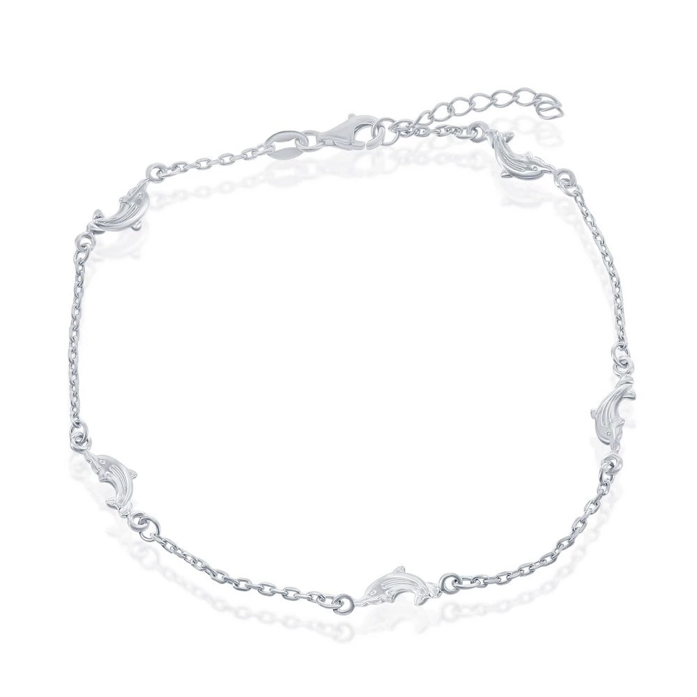 Simona women Sterling Silver Dolphins Anklet 3 Simona women Sterling Silver Dolphins Anklet